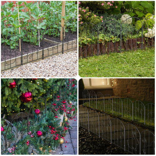 10-Panel Animal Pattern Garden Fence - 10.4FT Decorative Metal Border Edging for Yard & Path