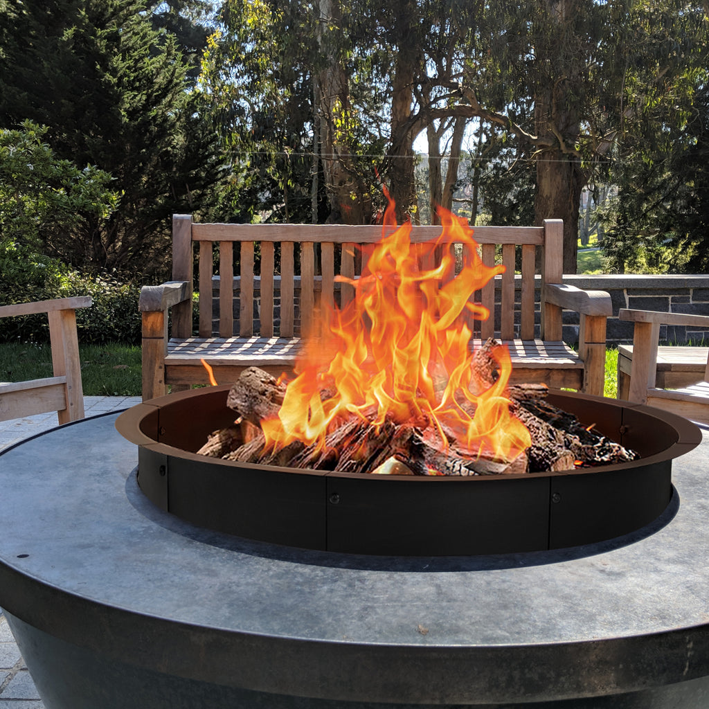 36inch Round Fire Pit Ring Insert, Large Steel Firepit Liner for In-Ground or Above-Ground