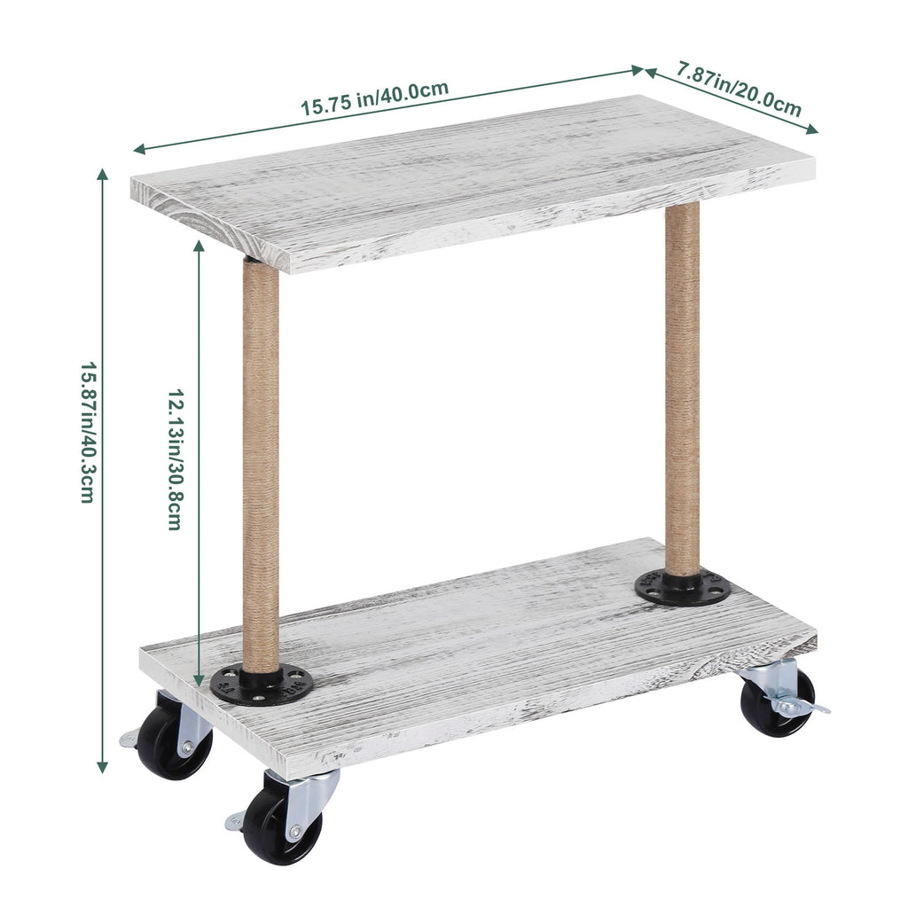 Rolling Narrow End Table for Livingroom Sofa Side Table with Wheel Wood Small Nightstand Table for Bedroom Living Room Sofa Office