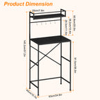 2-Tier Mini Fridge Stand & Microwave Baker's Rack - Multi-Functional Kitchen Storage Organizer with 5 Side Hooks