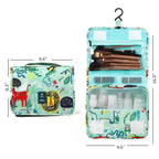 Portable Travel Cosmetic Case with Integrated Hanging Hook and Zip Closure - Lightweight Multi-Compartment Organizer for Toiletries and Personal Essentials in Azure Blue