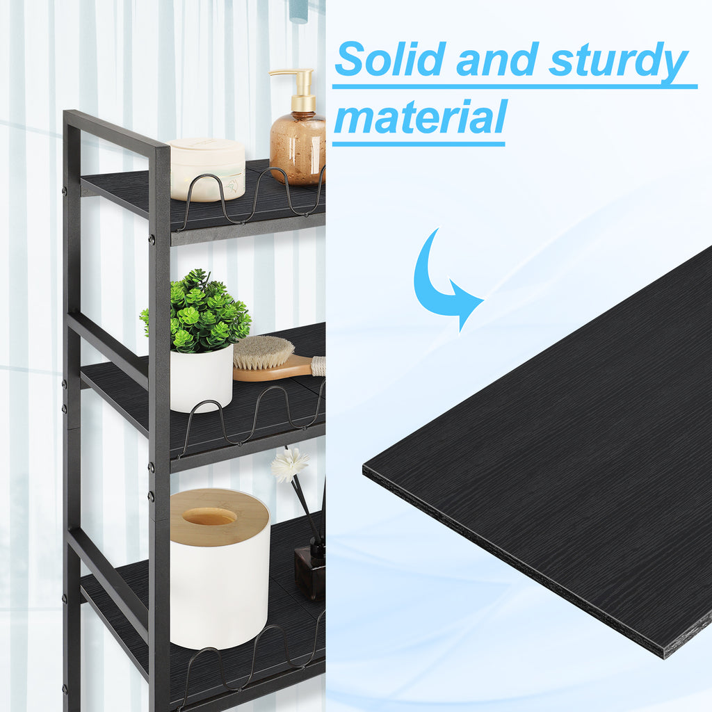 3-Tier Over The Toilet Storage Shelf, Bathroom Rack Organizer Above Toilet, Space Saving Stand, Black,