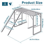 Chicken Perch Playground with Swing Set, Grey Wooden Chicken Activity Toy with Roosting Bars, Ladder & Swings for Coop, Holds 4-6 Chickens