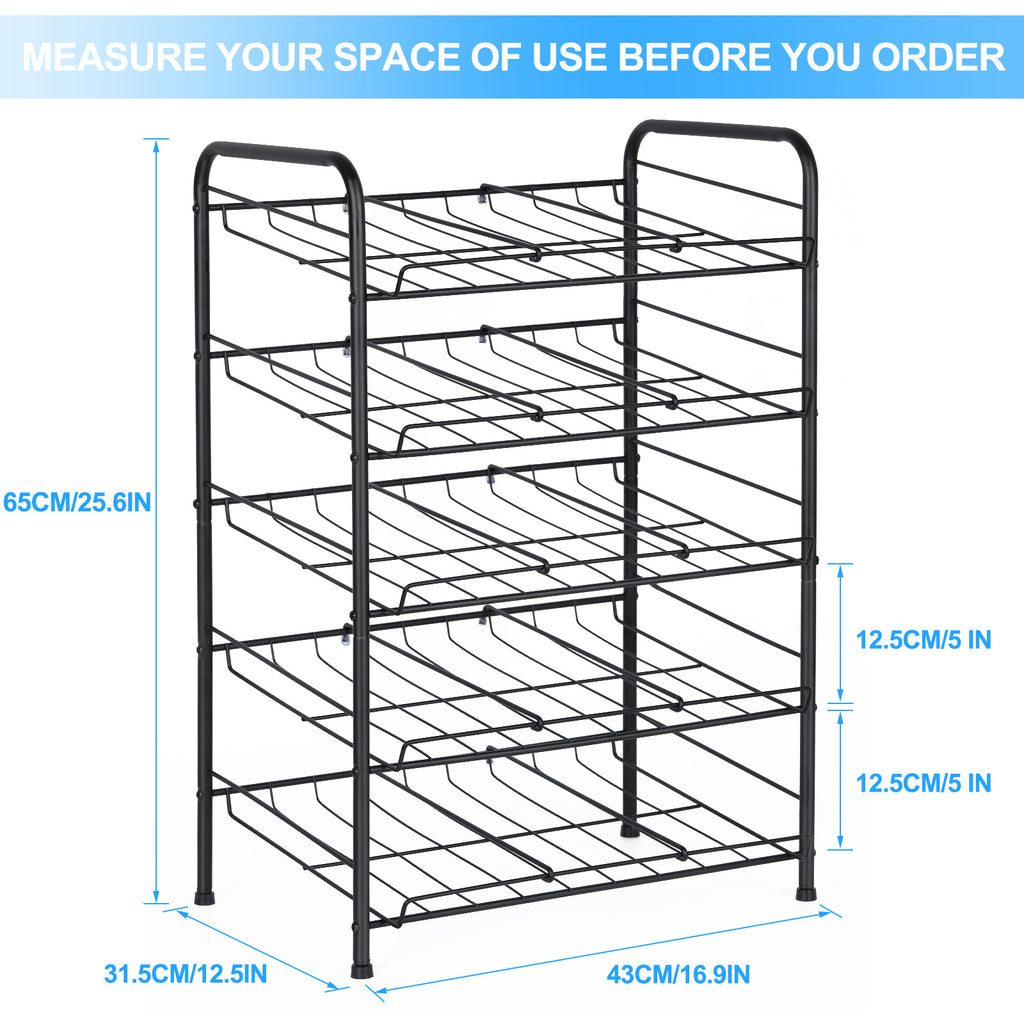 5-Tier Stackable Can Rack Organizer, Metal Pantry Can Storage Dispenser for Kitchen Cabinet