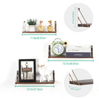 Rustic Brown Floating Wall Shelves with Metal Frame - 3-Piece Set for Bathroom, Kitchen, and Living Room