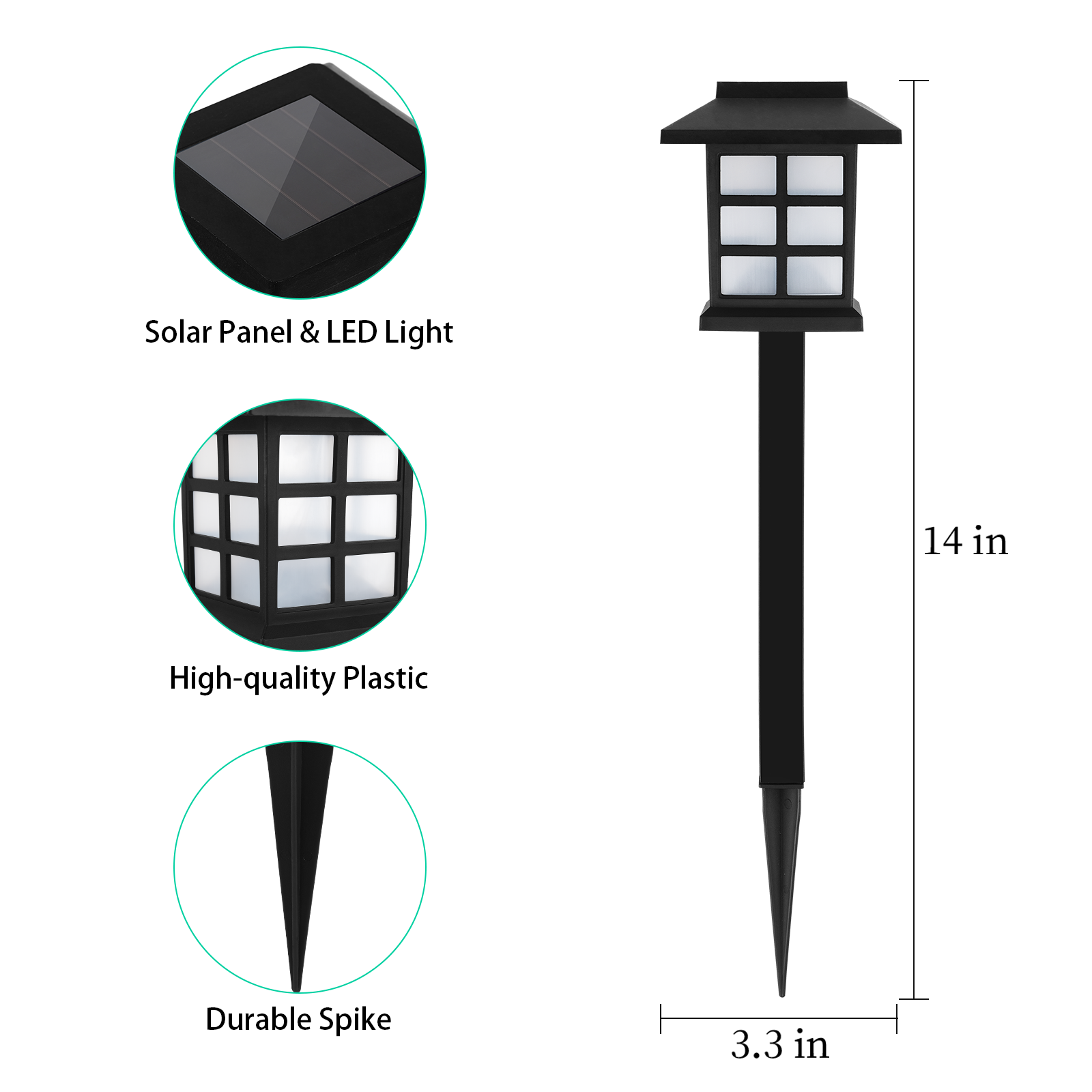 12-Pack Solar Pathway Lights, Waterproof Cold White LED Walkway Lamps for Yard, Driveway & Patio