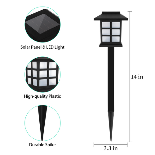 12-Pack Solar Pathway Lights, Waterproof Cold White LED Walkway Lamps for Yard, Driveway & Patio