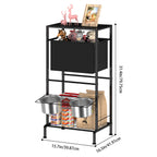 2 Bowl Elevated Dog Feeder with Adjustable Height, Raised Pet Feeding Station Cabinet with Toy Storage Basket, Divided Storage Space & Food Bowls, Pet Storage Organizer for Dog Supplies