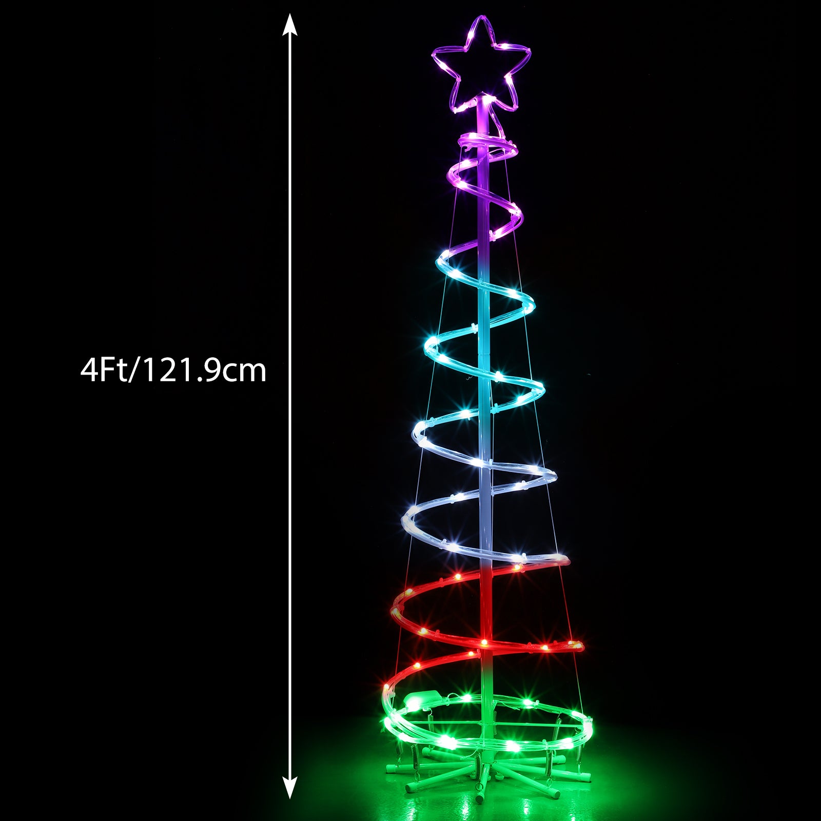 4ft Spiral LED Christmas Tree Outdoor Decorations - 16 Color Changing w/ Remote & Timer