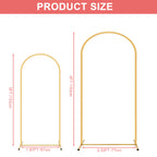2-Piece Gold Wedding Arch Set (5ft/6ft), Nested Metal Backdrop Stands for Party & Event Decor