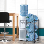 3-Tier Heavy Duty 5 Gallon Water Bottle Storage Rack, Detachable Black Metal Jug Holder for Home, Kitchen & Office