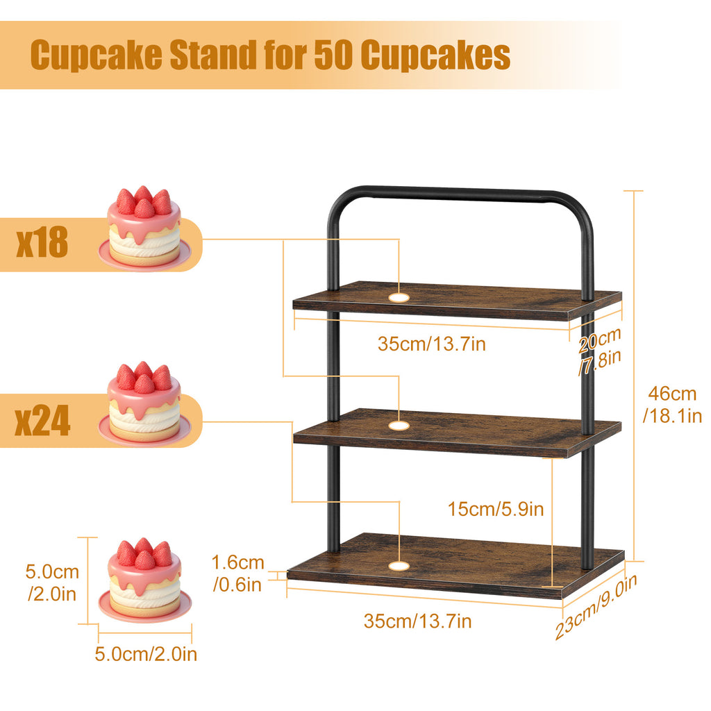 Industrial 3-Tier Cupcake Stand & Dessert Display Server