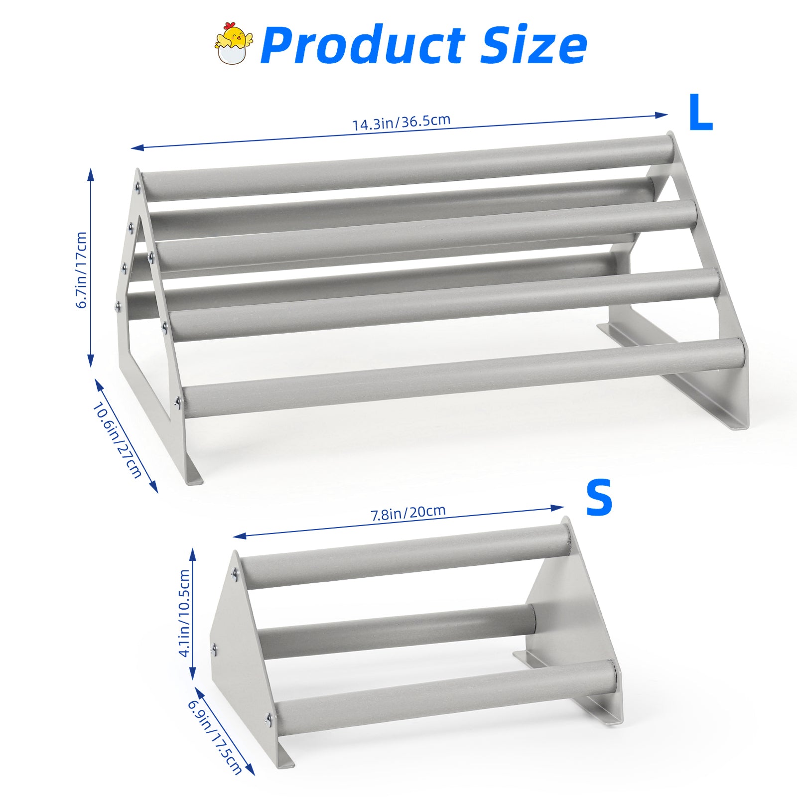 Chick Perch Stand, 2 Pack Large & Small Metal Roosting Bar for Brooder Coop, Chicken Jungle Gym Toy for Baby Chicks & Birds