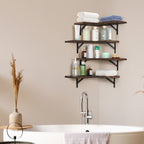 Set of 4 Rustic Floating Corner Shelves - L-Shaped Wood Wall Storage Organizers - Decorative Display Shelves for Bedroom, Living Room & Office