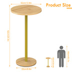Modern Round Drink Table - Minimalist Martini Coffee Table & Pedestal Accent Table for Living Room, Light Brown,