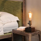 Vintage Steampunk Table Lamp Set (Set of 2)?¡ª Antique Edison Bulb Industrial Desk Lights with Wood Base.