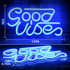 "Good Vibes" Neon Sign - USB Powered LED Wall Decor Light for Bedroom, Bar, Party & Wedding