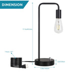 Industrial Table Lamp with Marble Base and Metal Frame Classic Modern Black Bedside Table Lamp for Office Study Dorm Room, Bedroom and Kids Room (bulb not included).