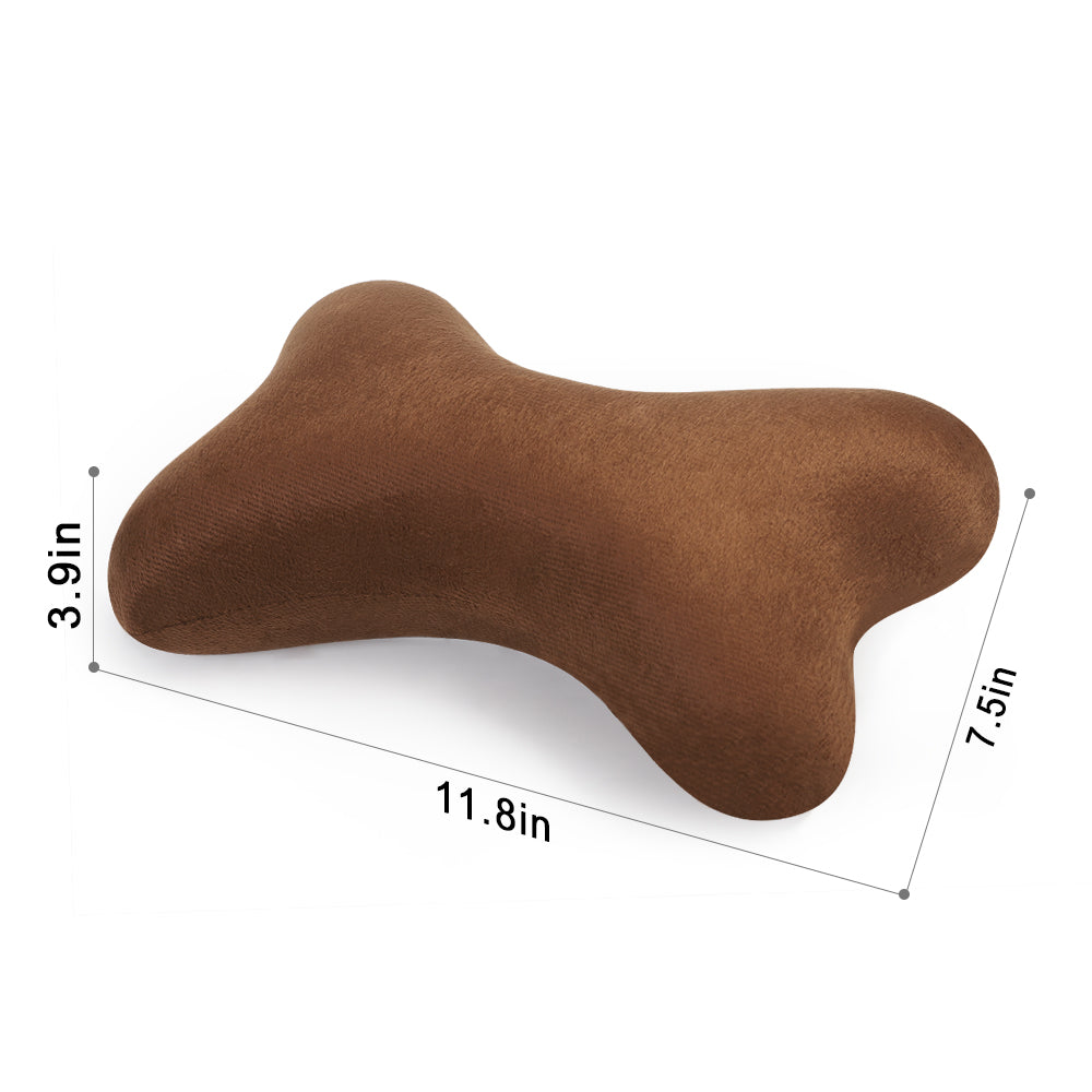 Bone Shaped Memory Foam Car Neck Pillow, Ergonomic Plush Cervical Support Headrest Pillow for Car Truck Bus Office Chair Sofa, Comfort Travel Neck Pillow for Long Driving Road Trips Airport Commuters Truck Drivers, Brown/Beige/Blue/Gray