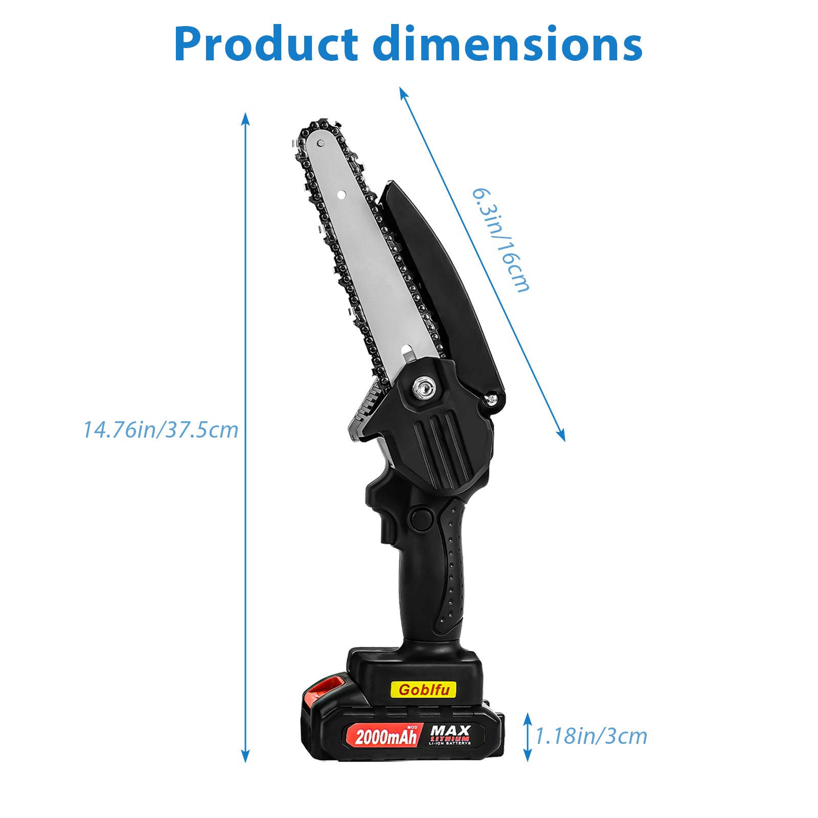 4-Inch Cordless Mini Chainsaw - Portable Electric Chainsaw with 2Â¡Ã2000mAh Batteries, Safety Lock & Splash Guard, Ideal for Wood Cutting & Tree Trimming