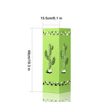 Green Metal Umbrella Stand with Cactus Design, Free-Standing Holder for Entryway with Drip Tray