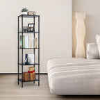 Tall 2 3 4 5-Tier Corner Bookshelf - Narrow Vertical Display Shelf & Plant Stand for Living Room, Black or brown