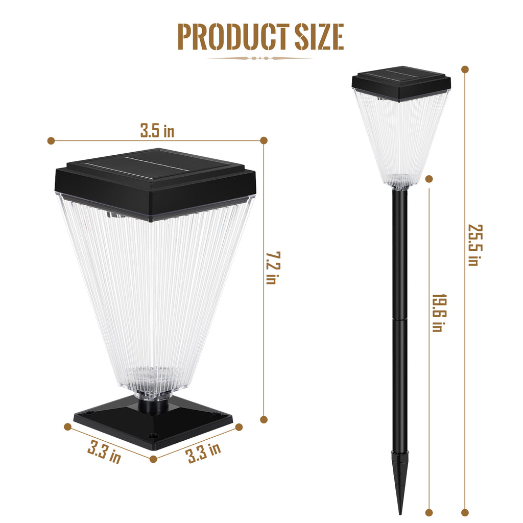 2-Pack Solar Lamp Post Lights, Waterproof Outdoor Solar Pillar Lights for Garden & Yard