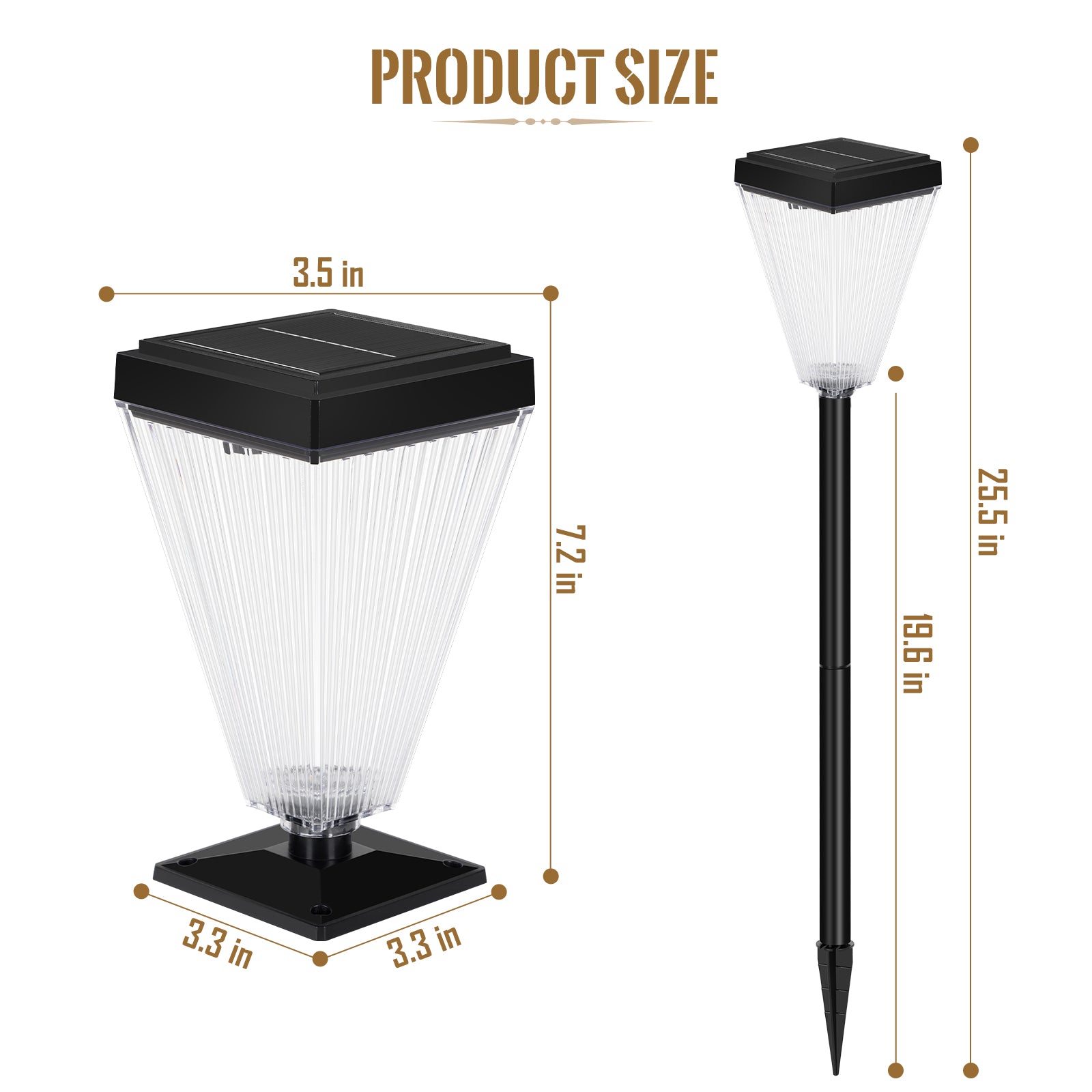 2-Pack Solar Lamp Post Lights, Waterproof Outdoor Solar Pillar Lights for Garden & Yard