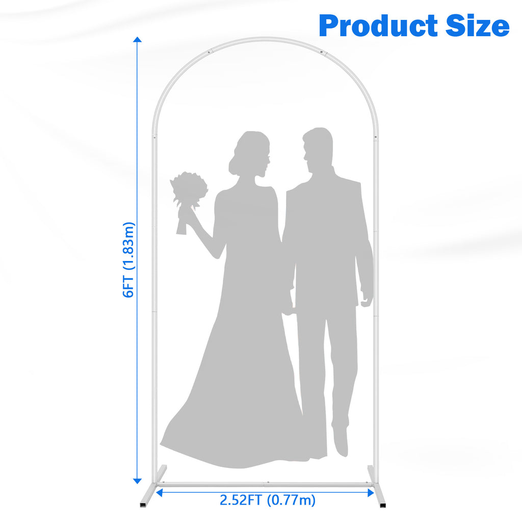 6FT Metal Square Wedding Arch Backdrop Stand Balloon Arched Frame for Ceremony Birthday Party Graduation Anniversary Background Decoration