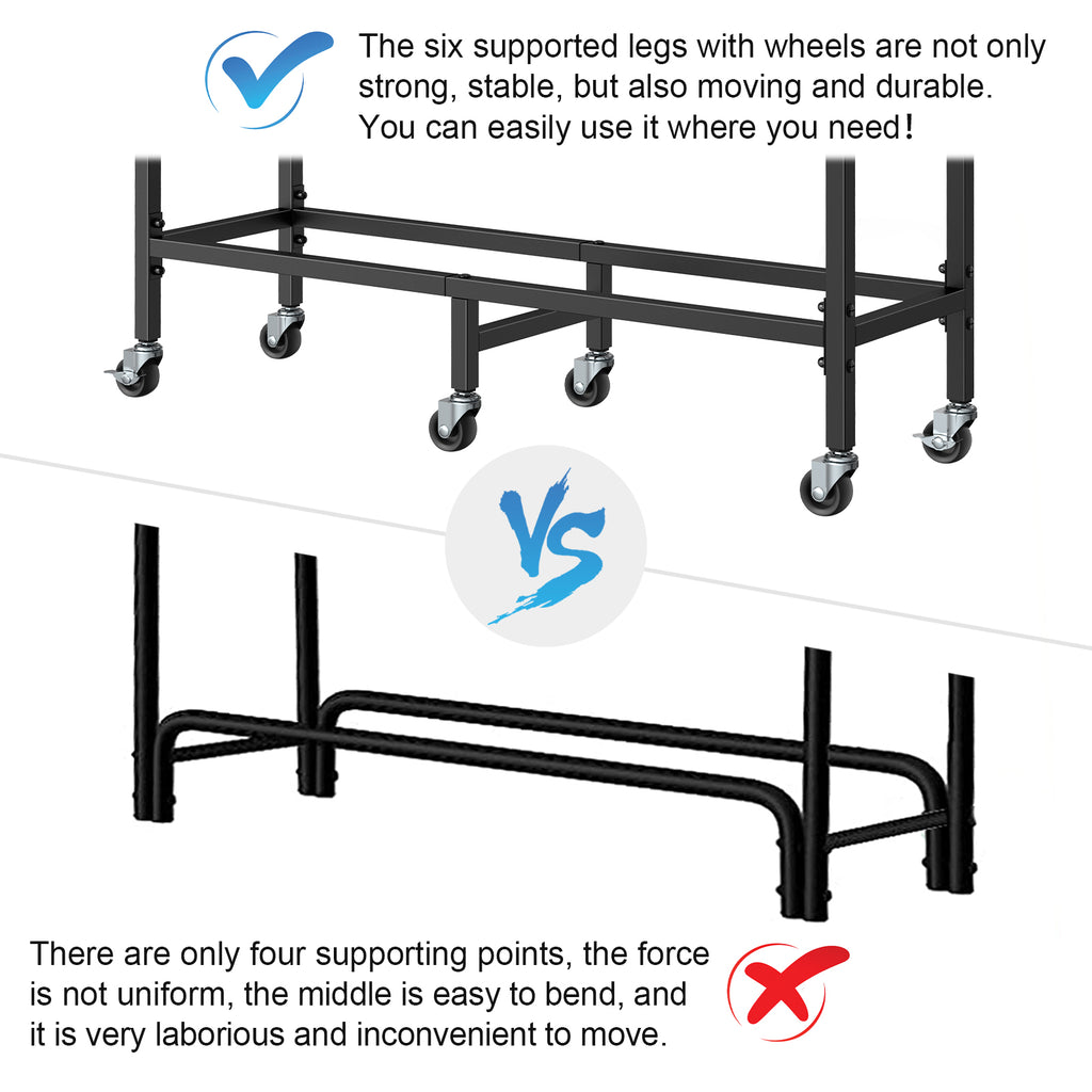 2.6ft Outdoor/Indoor Firewood Storage Rack with Wheels, Heavy-Duty Metal Log Cart for Patio & Fireplace, Matte Black,