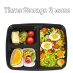 50-Pack 3-Compartment Meal Prep Containers - 38oz Reusable Plastic Bento Boxes - Portion Control Storage for Healthy Meals