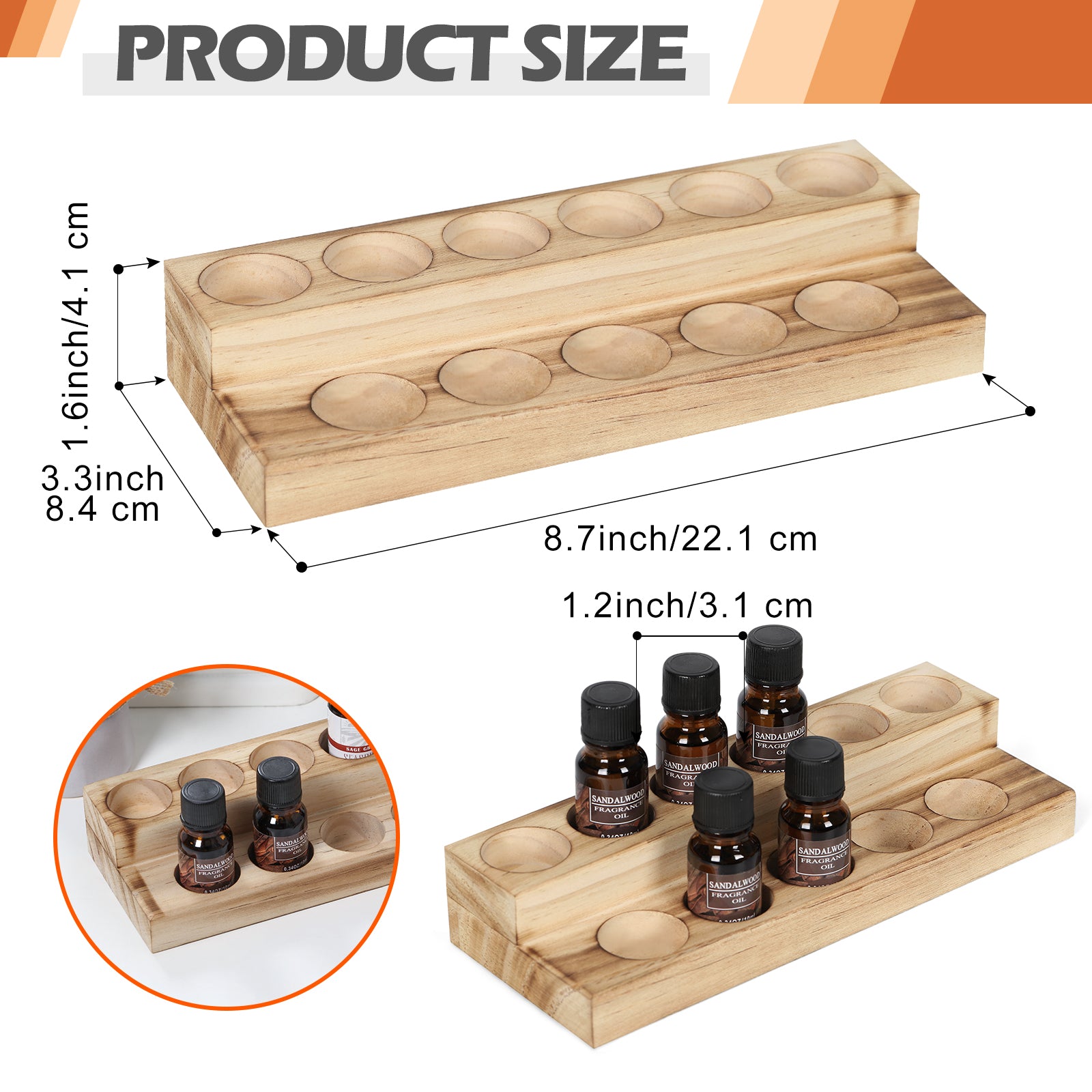 Two-layer Essential Oil Storage Rack, Essential Oil and Nail Polish Display Rack, Compatible with 5/10/15/20ml Bottles, Wooden Essential Oil Rack, Essential Oil Storage Rack, Brown