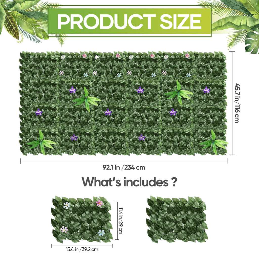24-Pack Artificial Ivy Privacy Fence Panels (91inch x 46inch) - Faux Leaf Hedges for Outdoor Landscaping
