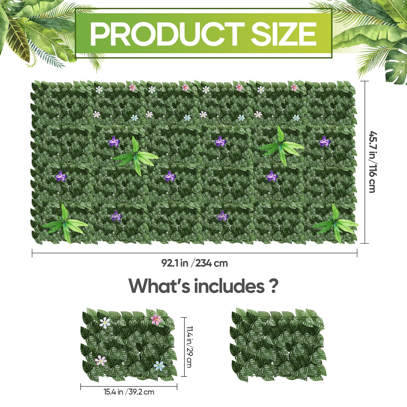 24-Pack Artificial Ivy Privacy Fence Panels (91inch x 46inch) - Faux Leaf Hedges for Outdoor Landscaping