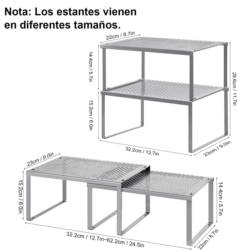 3-Tier Stackable Kitchen Cabinet Organizer - Metal Spice Rack & Pantry Storage Shelves, Space-Saving