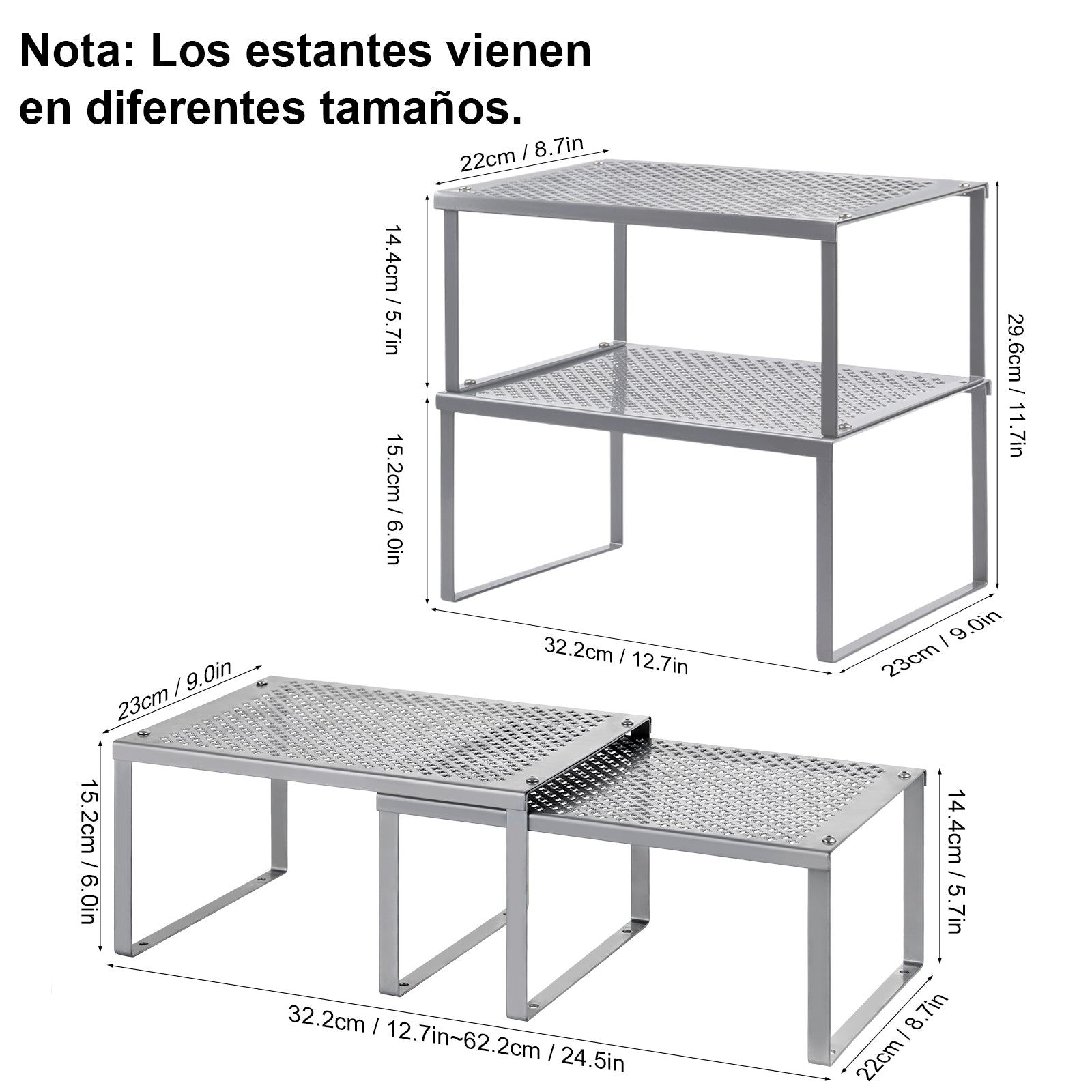 3-Tier Stackable Kitchen Cabinet Organizer - Metal Spice Rack & Pantry Storage Shelves, Space-Saving