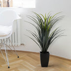 Artificial Ornamental Grass in Black Pot, Large Faux Potted Greenery for Modern Home Decor Office & Garden Decoration