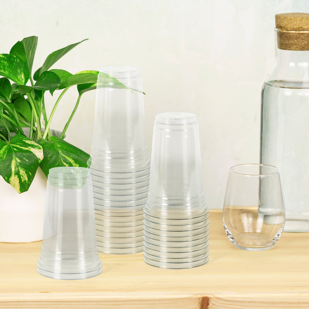 100-Pack 32oz/30oz/24oz Clear Disposable Water Cups - Bulk Plastic Cold Drink Cups for Parties, Weddings & Catering