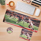 3-Piece Football Field Mouse Pad Set, American Football Action Extended Desk Mat & Accessories