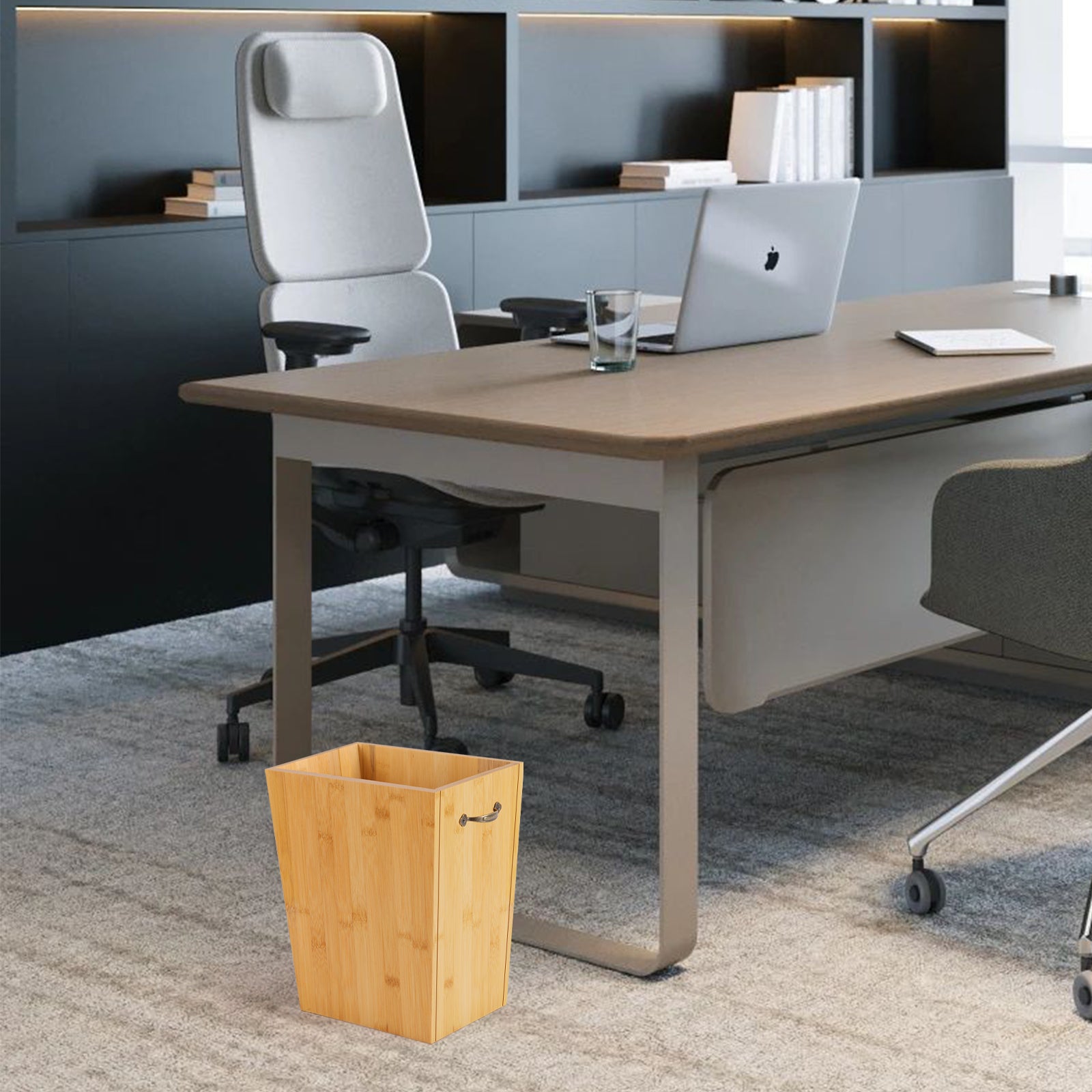 Compact 7.5 Liter Waste Bin with Integrated Carrying Handles, Versatile Household Garbage Container for Workspace or Home Use