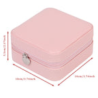 Pink Portable Travel Jewelry Case - Compact PU Leather Zippered Jewelry Organizer for Earrings & Necklaces