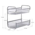 Silver 2 Tier Mesh Storage Rack Countertop Organizer, Double Basket Kitchen Bathroom Desktop Storage Shelf