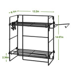 2 Pack Toilet storage cabinet, Bathroom Organizers, 2-Tier Over Toilet Storage, Floating Shelves with 2 Hooks & Paper Holder, Wall Mounted Shelf Furniture, Cool Accessories & Decor, Gifts for Women, Mothers Day (Black)
