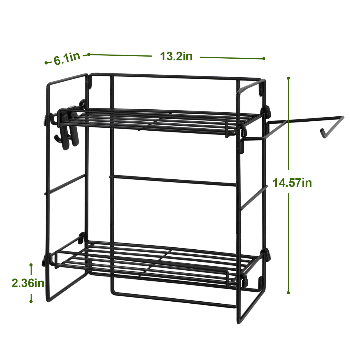 2 Pack Toilet storage cabinet, Bathroom Organizers, 2-Tier Over Toilet Storage, Floating Shelves with 2 Hooks & Paper Holder, Wall Mounted Shelf Furniture, Cool Accessories & Decor, Gifts for Women, Mothers Day (Black)