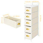 5-Tier Narrow Beige Dresser - Tall Slim Fabric Storage Cabinet for Living Room & Gaps