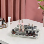 4-Tier Wooden Aromatherapy Organizer: 30-Slot Display Stand for Various Bottle Sizes and Nail Polish, Olive Green