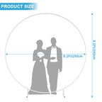 8.2ft x 8.2ft White Round Backdrop Stand, Circle Balloon Arch Frame Circle Backdrop Stand White Round Arch for Wedding Birthday Party Bridal Shower Anniversary Event Ceremony Decoration