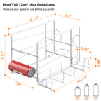 Auto Rolling Stackable Metal Can Dispenser Rack, White 2-Tier Soda Can Storage Organizer, Anti-Roll Design Fits 12oz/16oz Soda, Beer, Sparkling Water for Fridge, Counter, Pantry