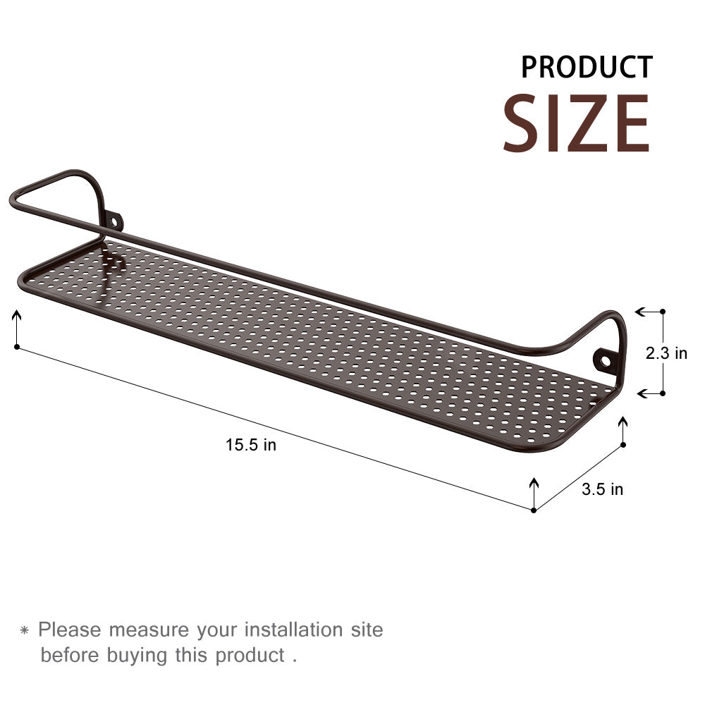 Wall-Mounted Single Tier Spice Racks (Set of 2) - Bronze Metal Spice Shelf for Kitchen Doors & Cabinets