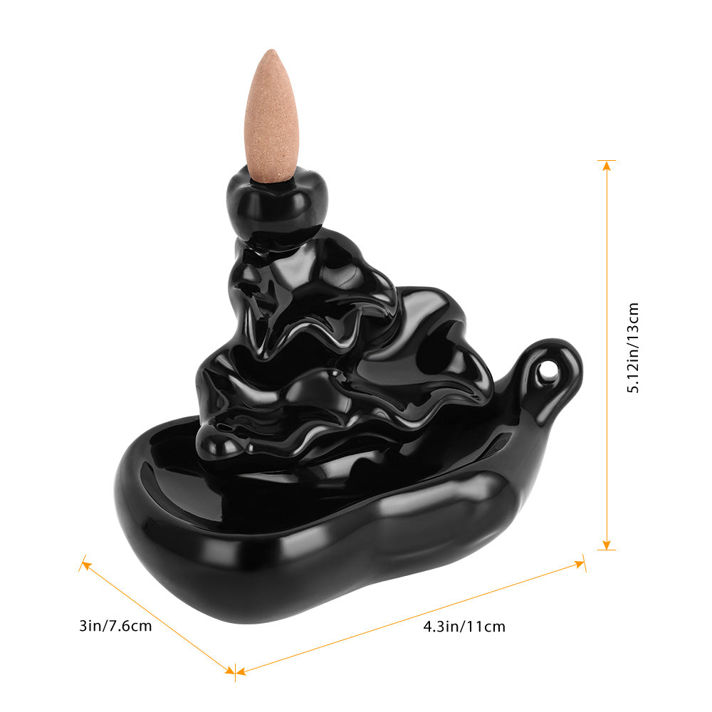 1 Pc Backflow Incense Burner With 10 Incense Cones, Heat-resistant & Easy To Clean, Suitable For Bedrooms, Living Rooms, Yoga Studios, Meditation, Black Home Decor, Tabletop Decorative Aromatherapy, Gift